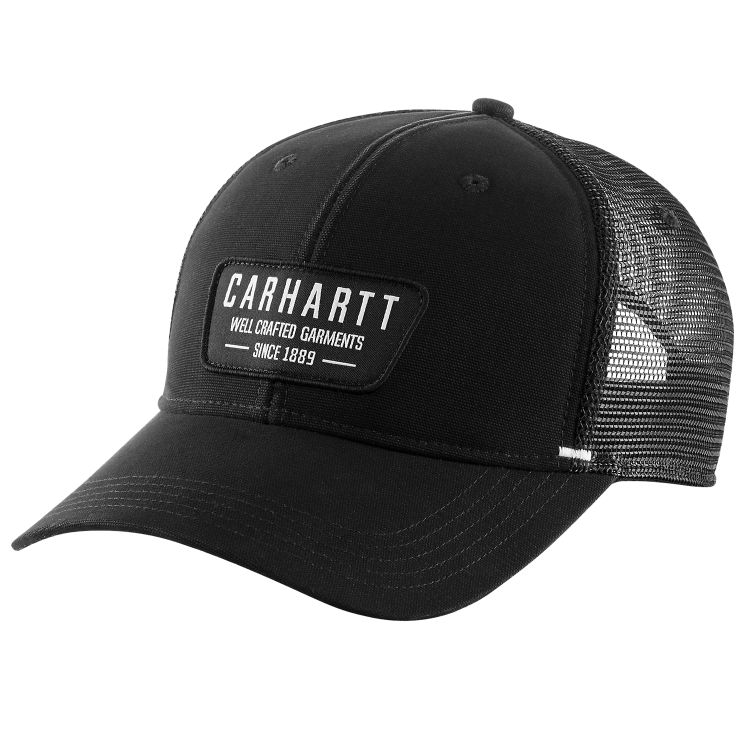 Workwear Mesh Back Crafted Patch Cap Black