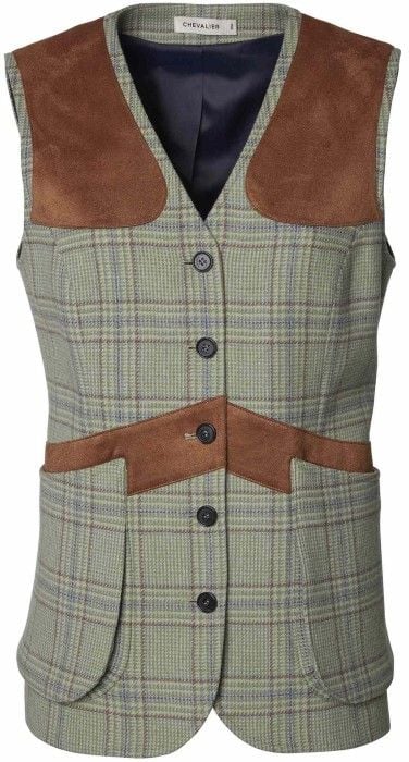 Advie Tweed Shooting Vest Women Willow Green Checked
