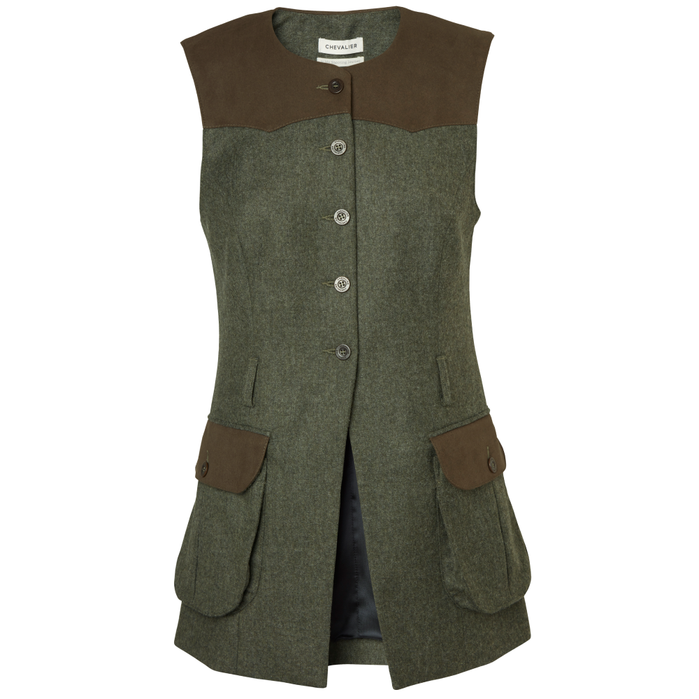 Felisa Shooting Tweed Vest Women Misty Green