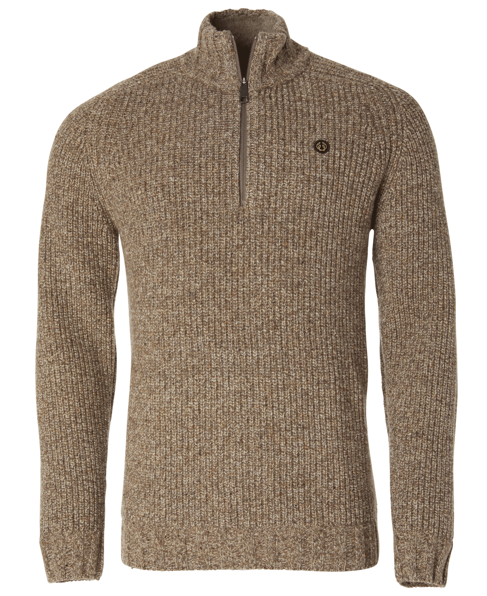 Groby Half Zip Ol Pullover Saddle Brown Neps