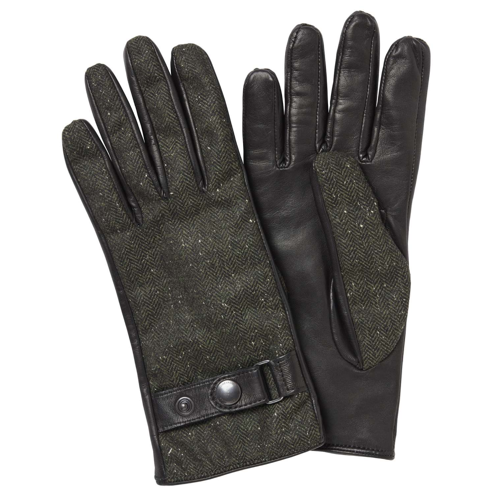 Jane Tweed Gloves Women Dark Green Herringbone