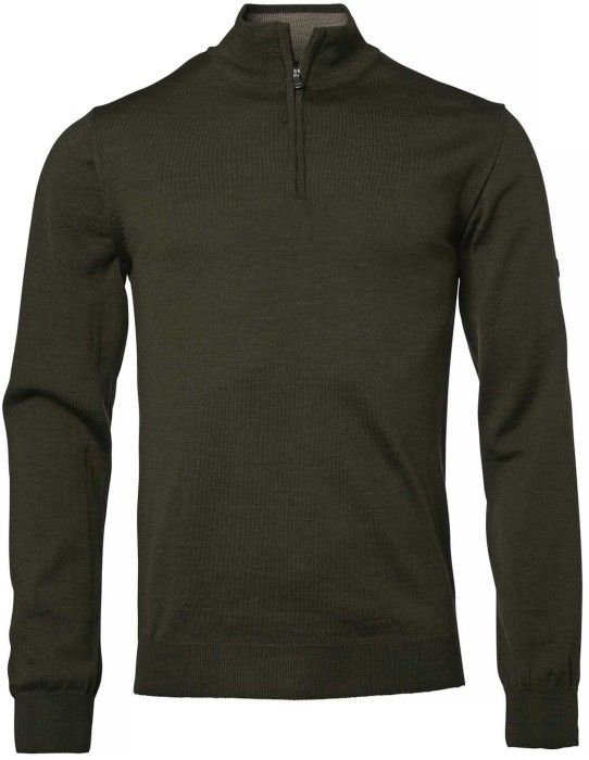 M's Aston Half Zip Merino Pullover Leather Brown