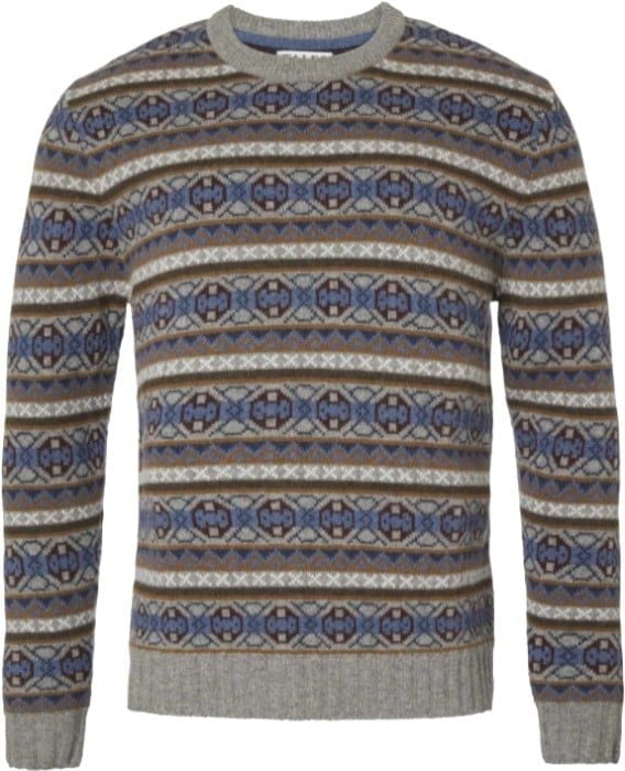 Moss Wool Sweater Men Stone Grey Jaquard