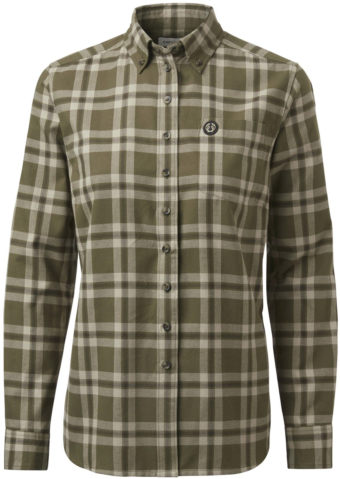 W's Teal Light Flannel Shirt Olive Green Checked