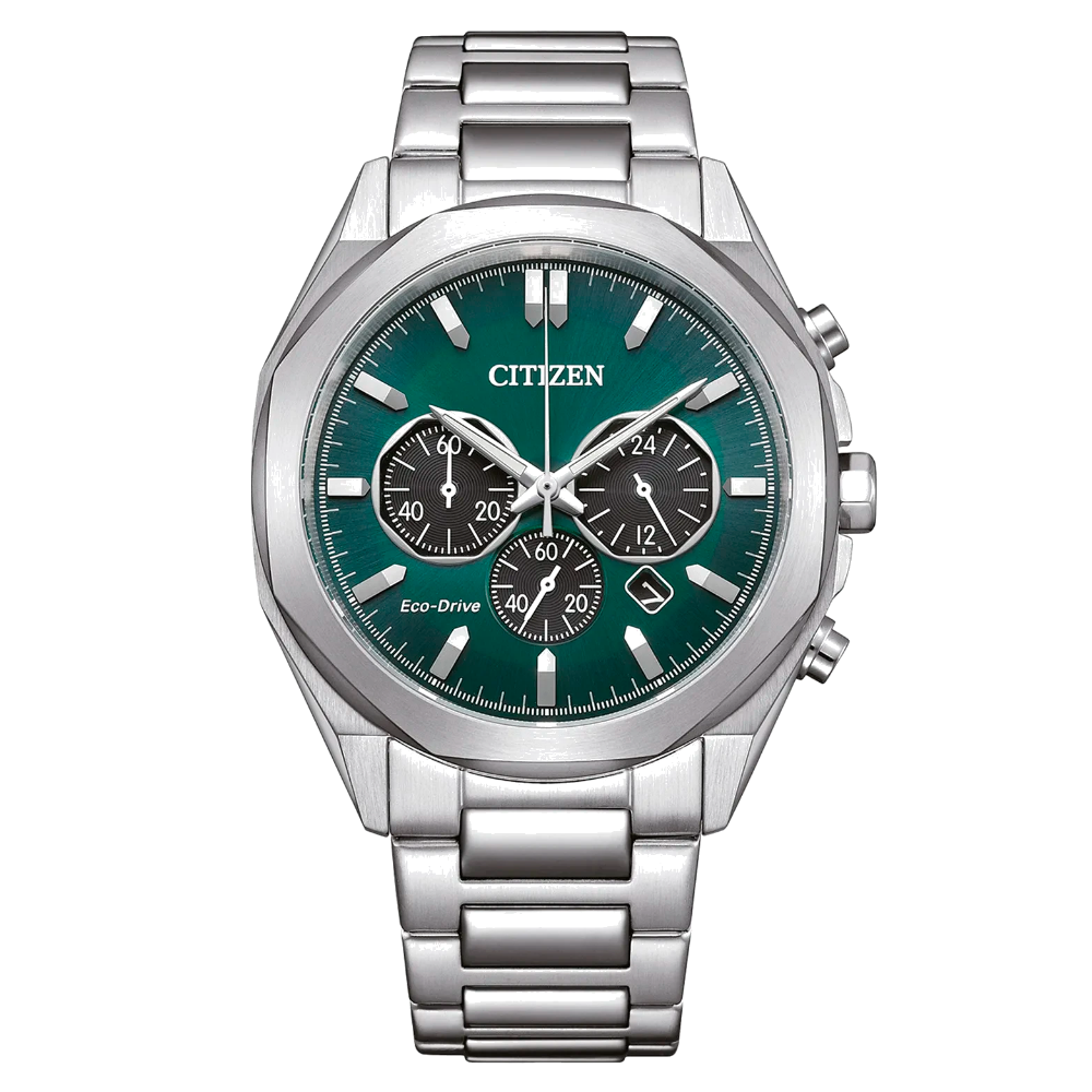 Eco-Drive Chrono Green Silver