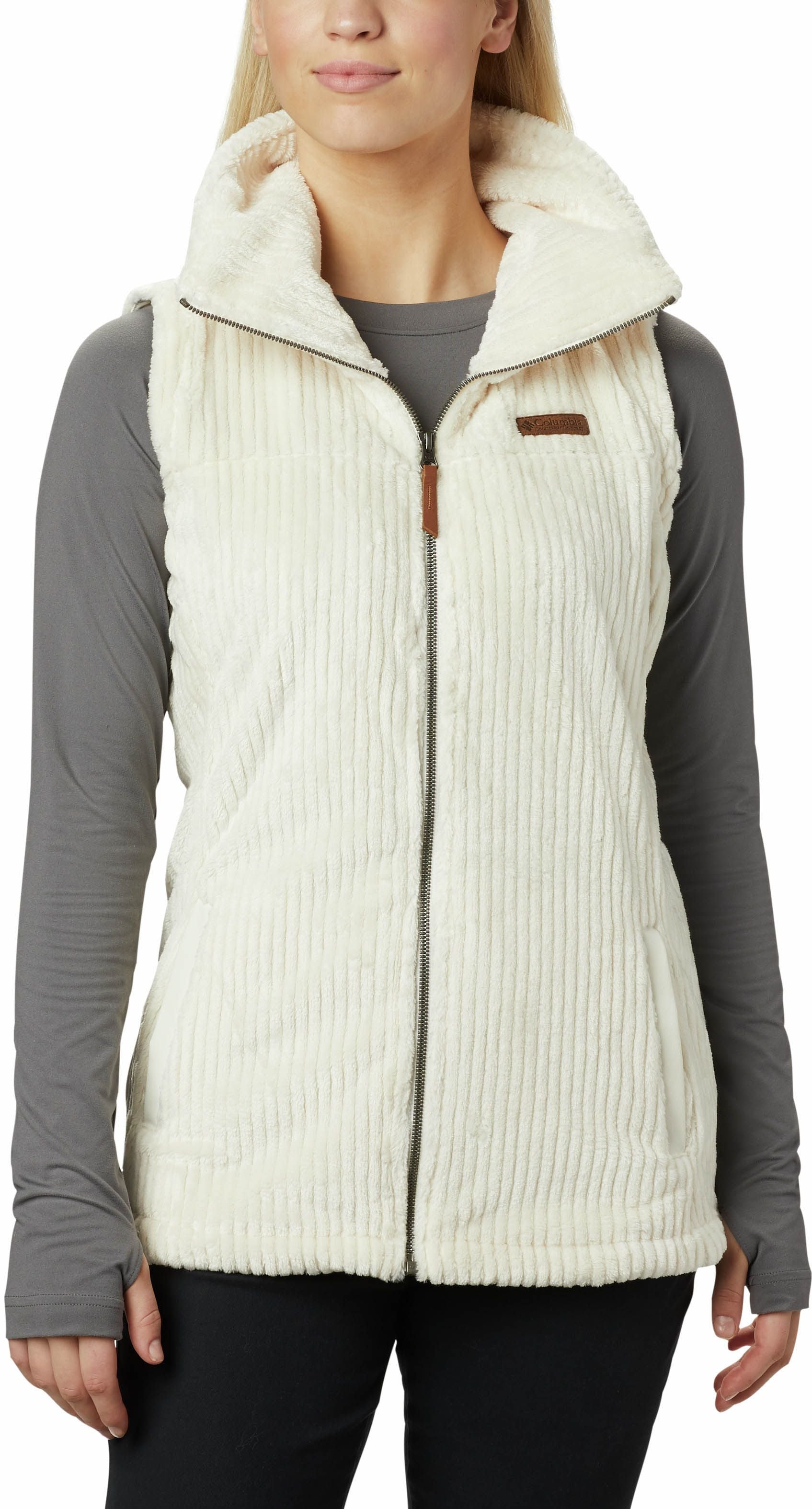 W's Fire Side Sherpa Vest Chalk Stripe