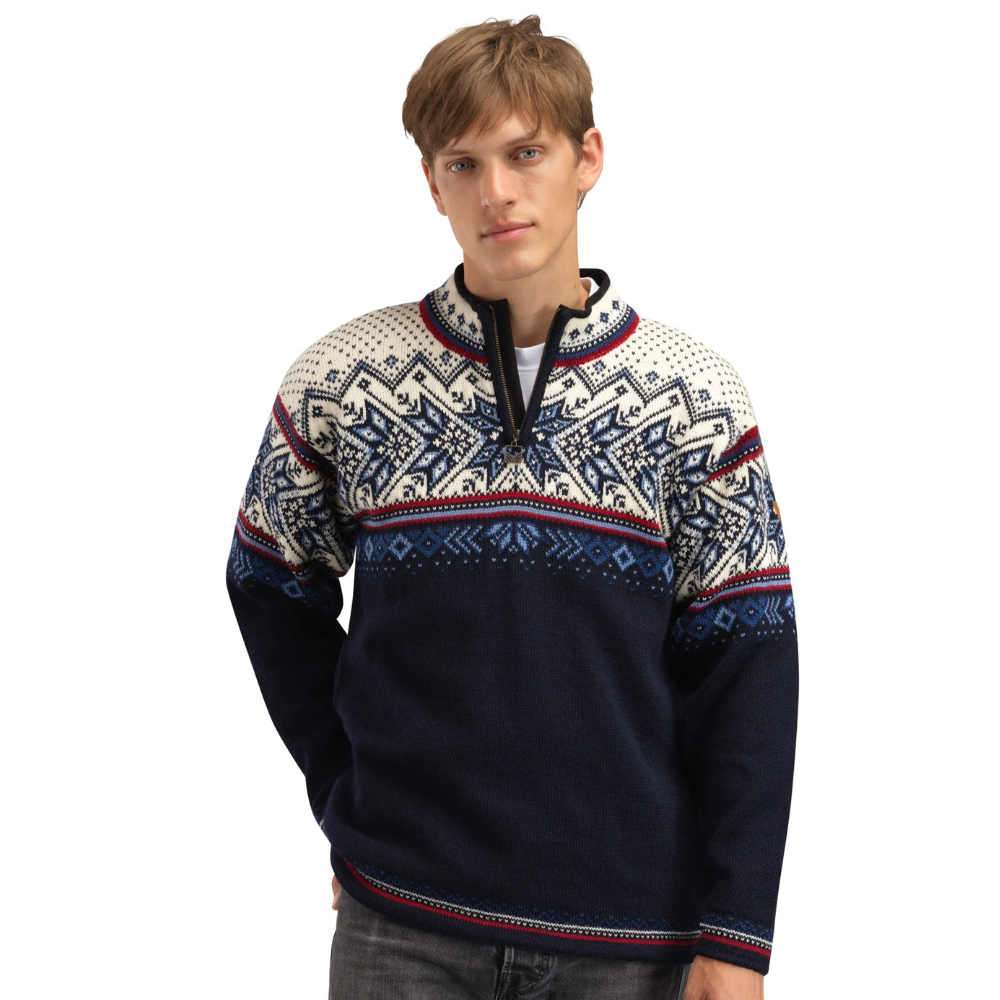 M's Vail Sweater Midnightnavy Redrose Offwhite
