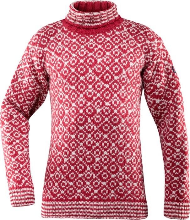Svalbard Sweater High Neck Hindberry/Off White