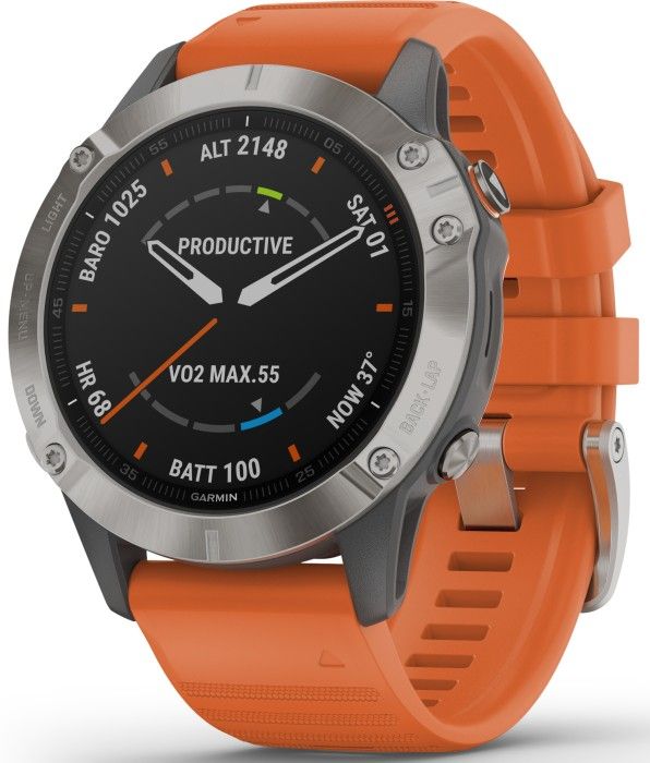 Fenix 6 Sapphire Titan with Orange Band