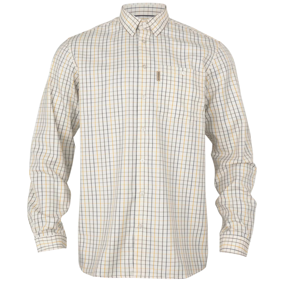 Haywood Langermet Skjorte i Ullblanding Arrowwood Yellow Check