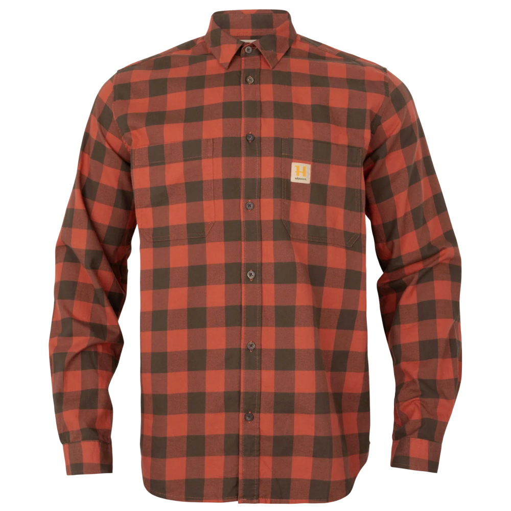 Scandinavian Långärmad Skjorta Autumn Orange Check