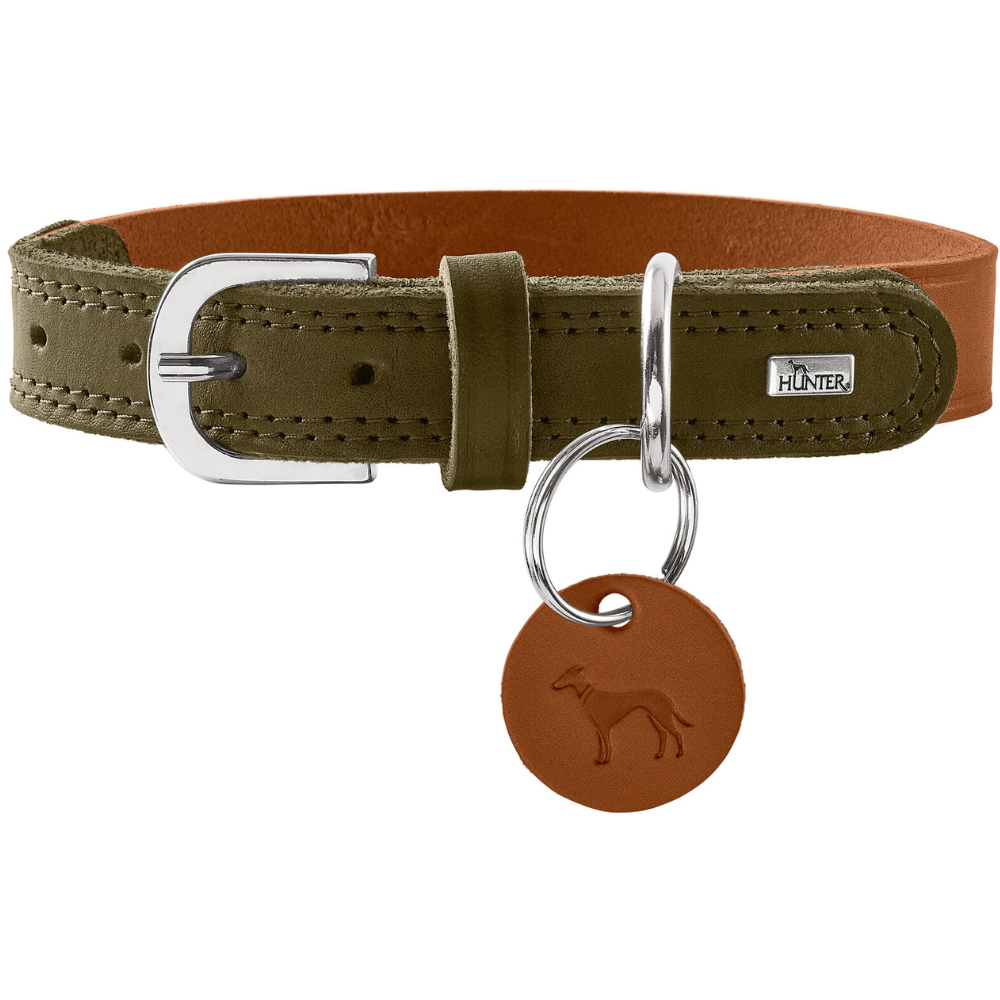 Collar Lemvig 65/L Leather Cognac/Olive Green