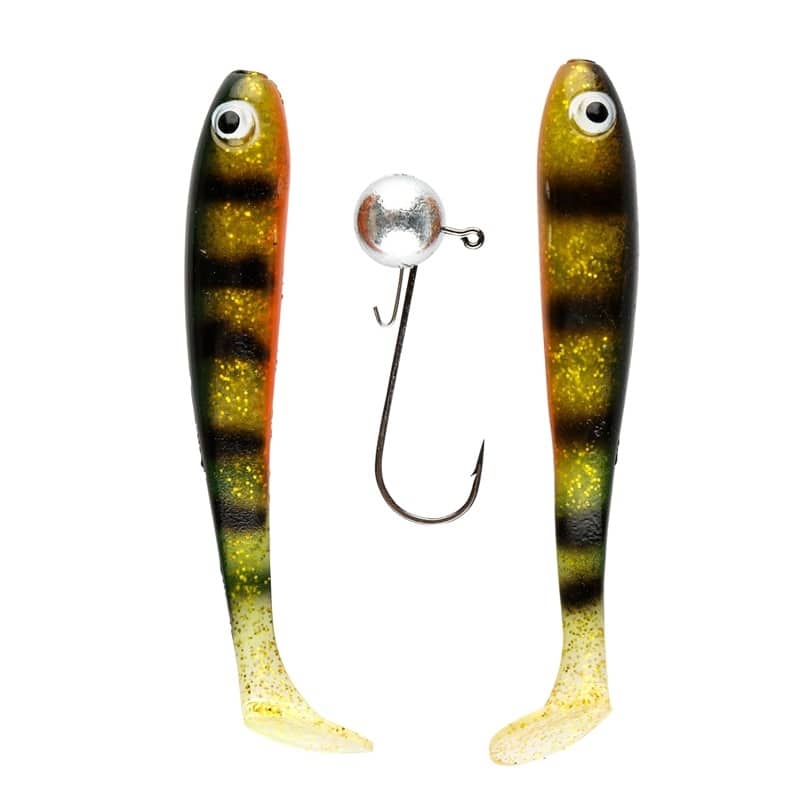 IFISH The Demon Shad 10cm 2-pack including Jig Head - Fluo Perch