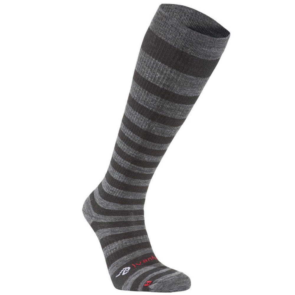 Wool Sock Compression Stripe Black