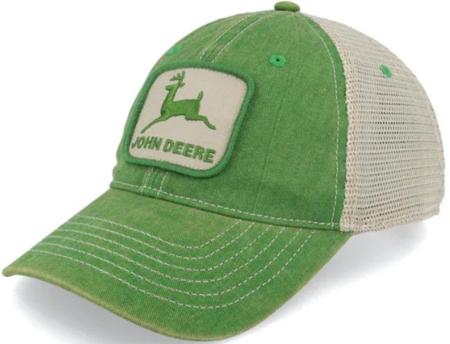 Stone Washed Logo Mens Cap Ivory/Dark Green
