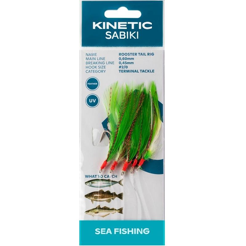 Kinetic Sabiki Rooster Tail #2/0 Green/Copper Flash