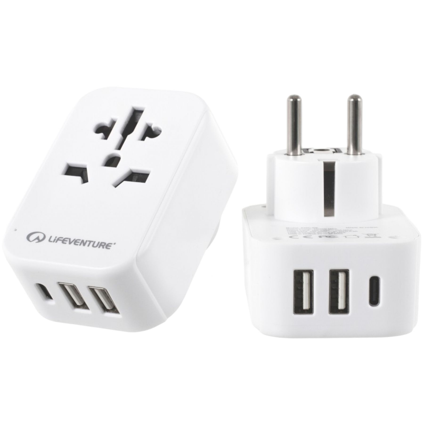 Lifeventure Europeisk Reiseadapter med USB + USB C
