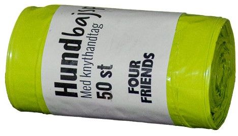 Hundepose Lime/Gul med håndtak 50 stk