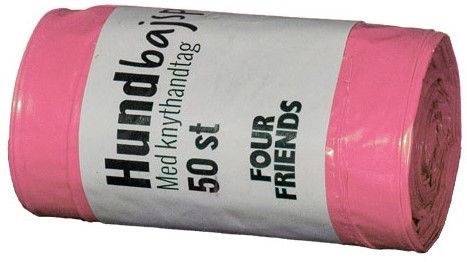 Hundepose Rosa med håndtak 50 stk