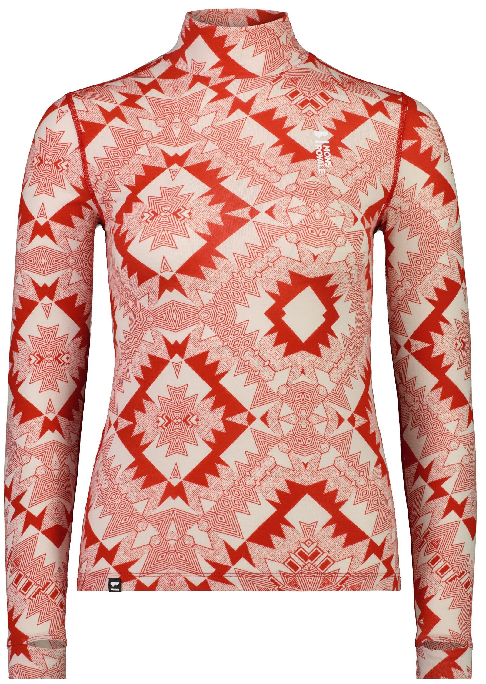 W's Cascade Merino Flex 200 Mock Neck LS Nordtek Retro Red