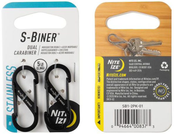 S-Biner Size #1 2-Pack Black