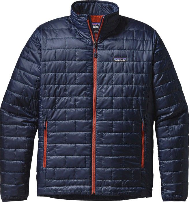 M's Nano Puff Jacket Navy Blue W Paintbrush Red