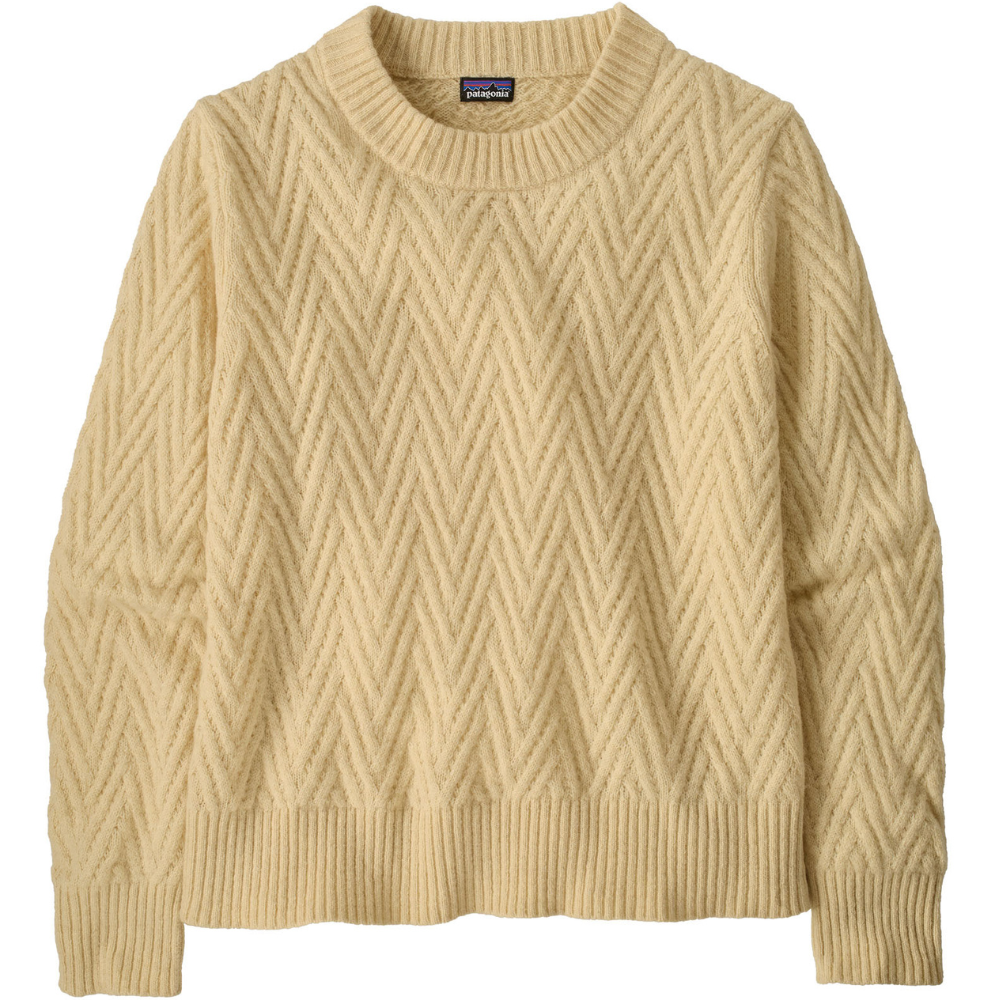 W's Recycled Wool-Blend Crewneck Sweater Chevron Cable: Dark Natural
