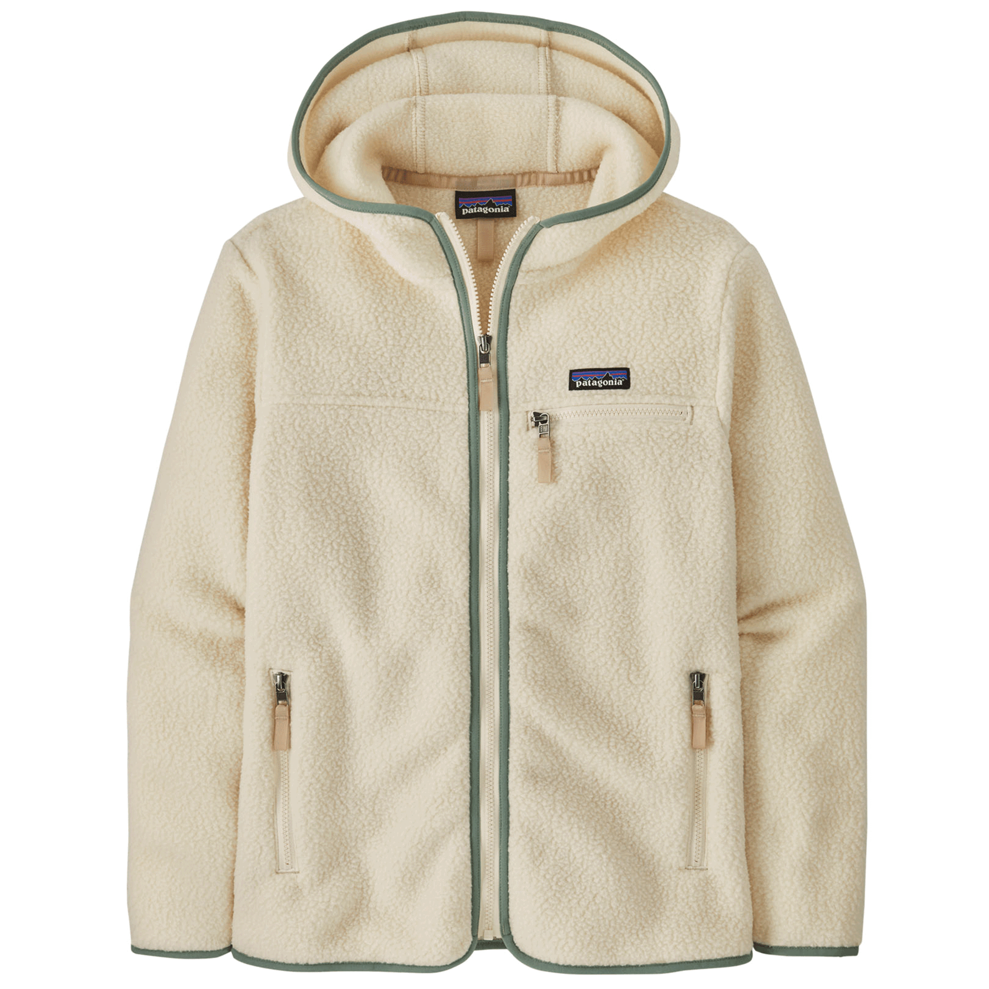 W's Retro Pile Hoody Natural W/Ellwood Green