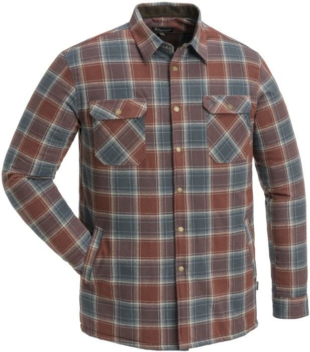 M's Finnveden Check Padded Overshirt Dark Copper/Storm Blue