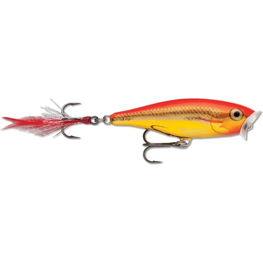 Rapala Skitter Pop 5cm - Steel Gold Flourecent Red