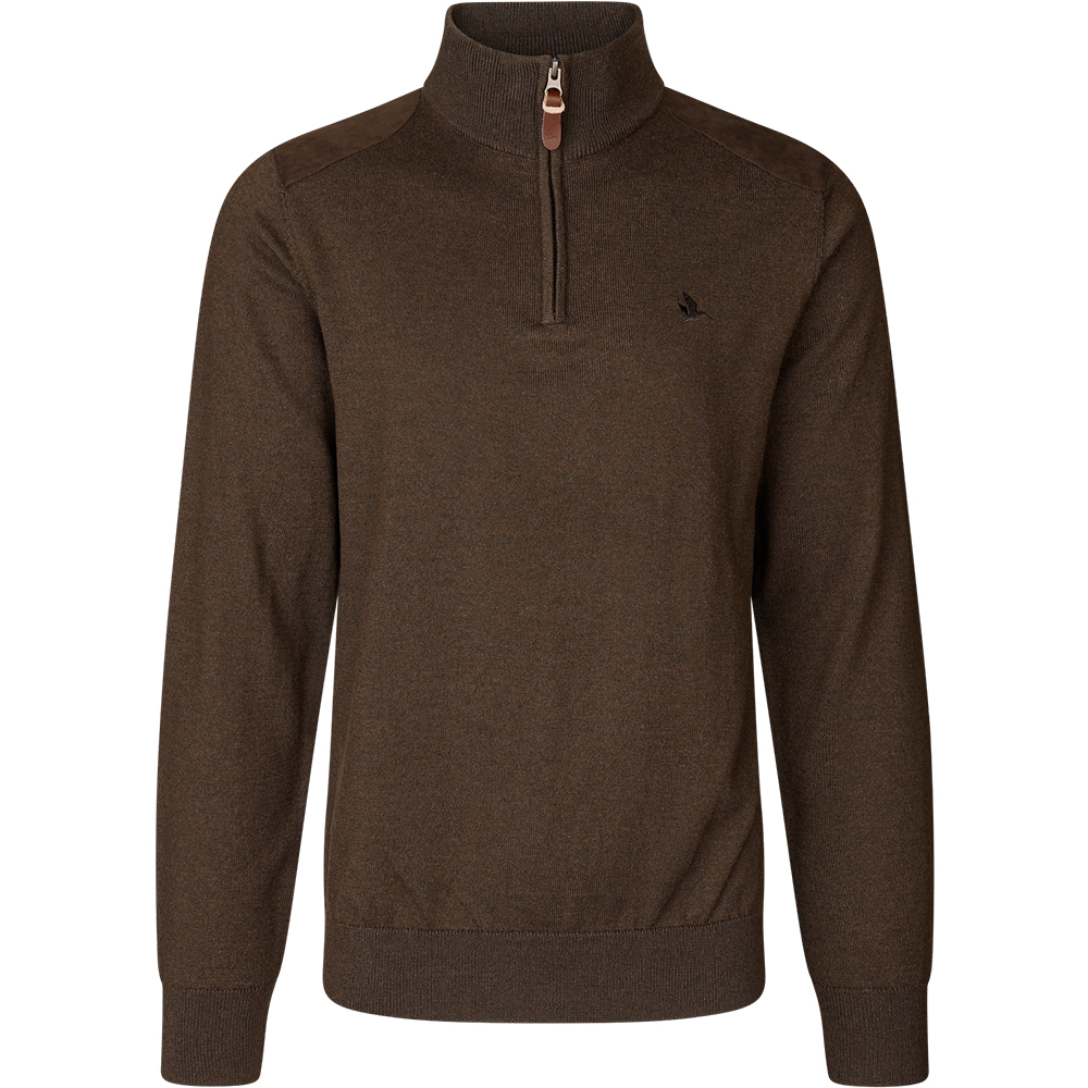 Pine Half Zip Genser Dark Brown