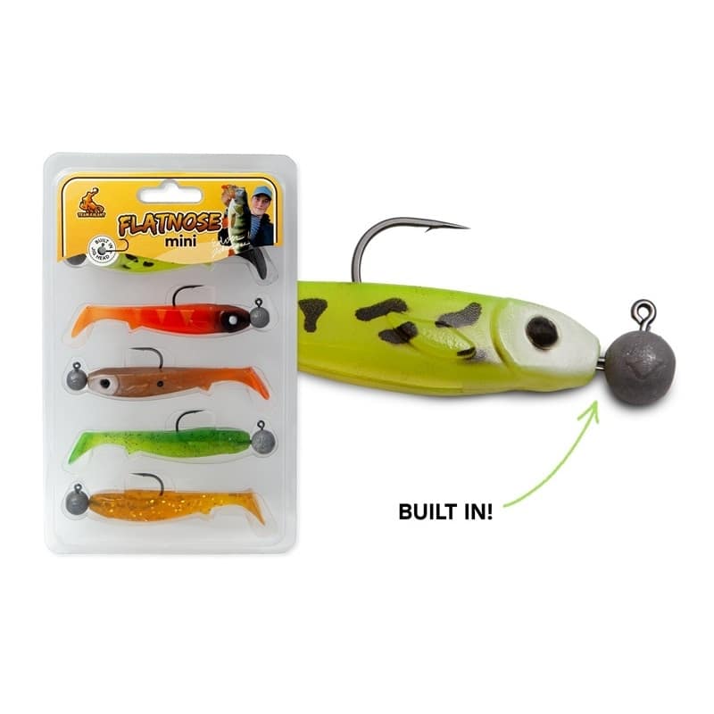 Team Galant Flatnose Mini 9cm with Jig Head Murky Water 5-Pack