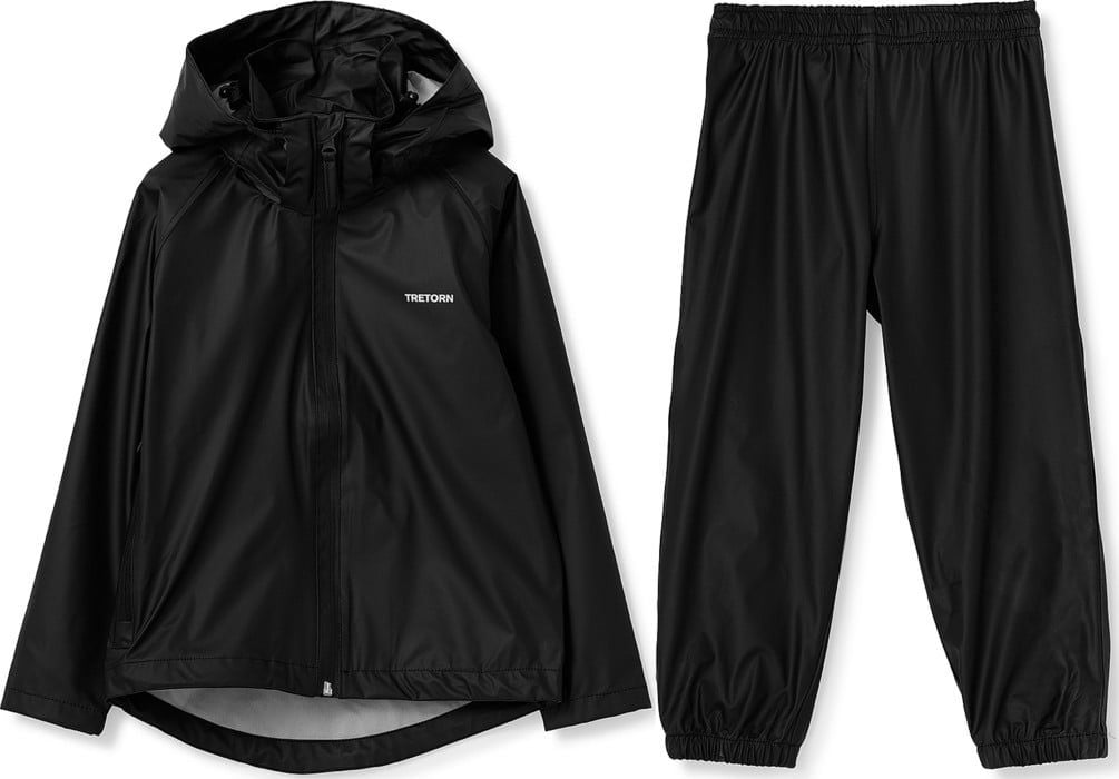 Kids Packable Rainset Black