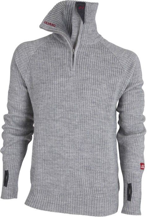 M's Rav Sweater with Zip Grey Melange
