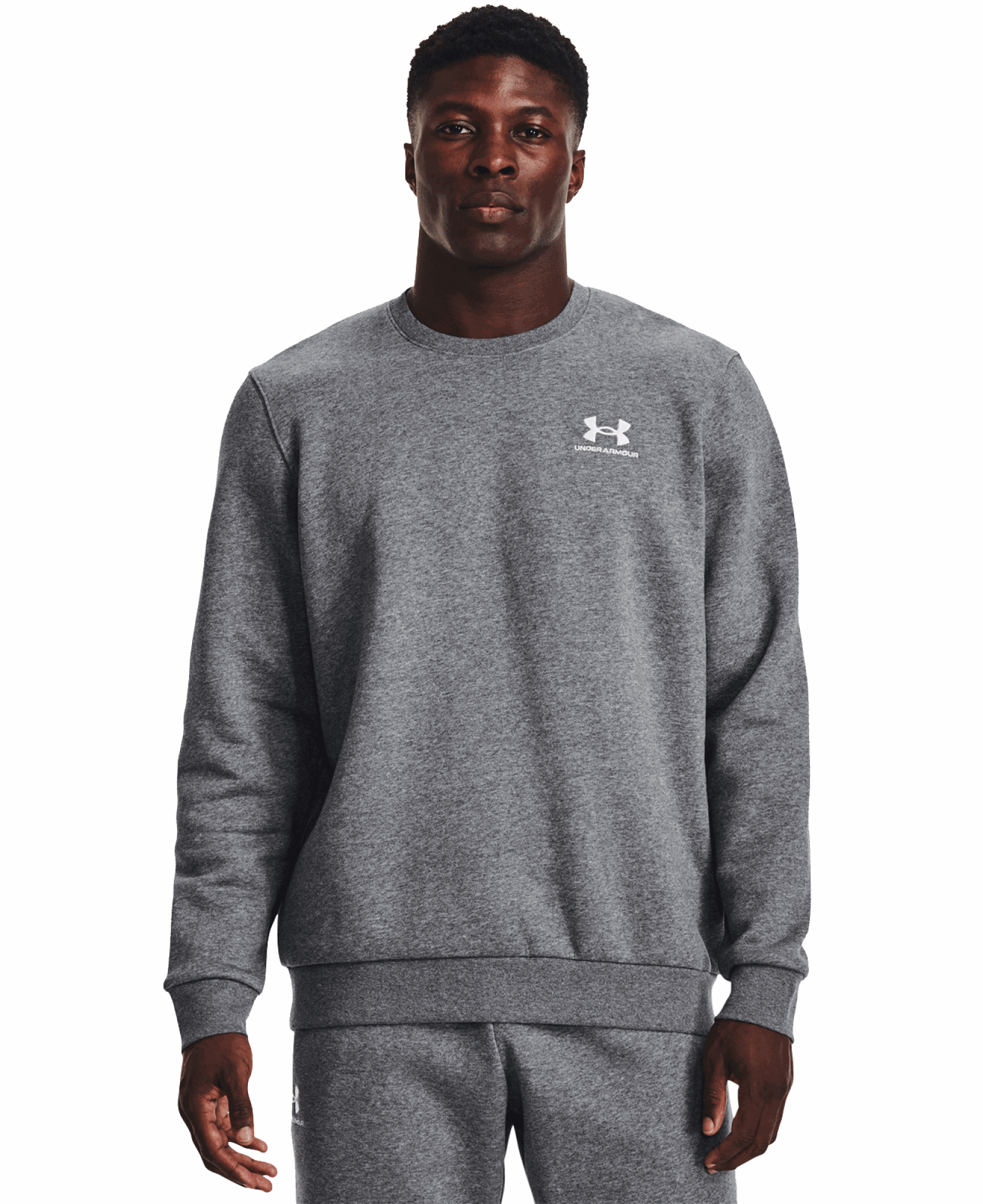 Essential Fleece Crew Pitch Gray Medium Heather/White
