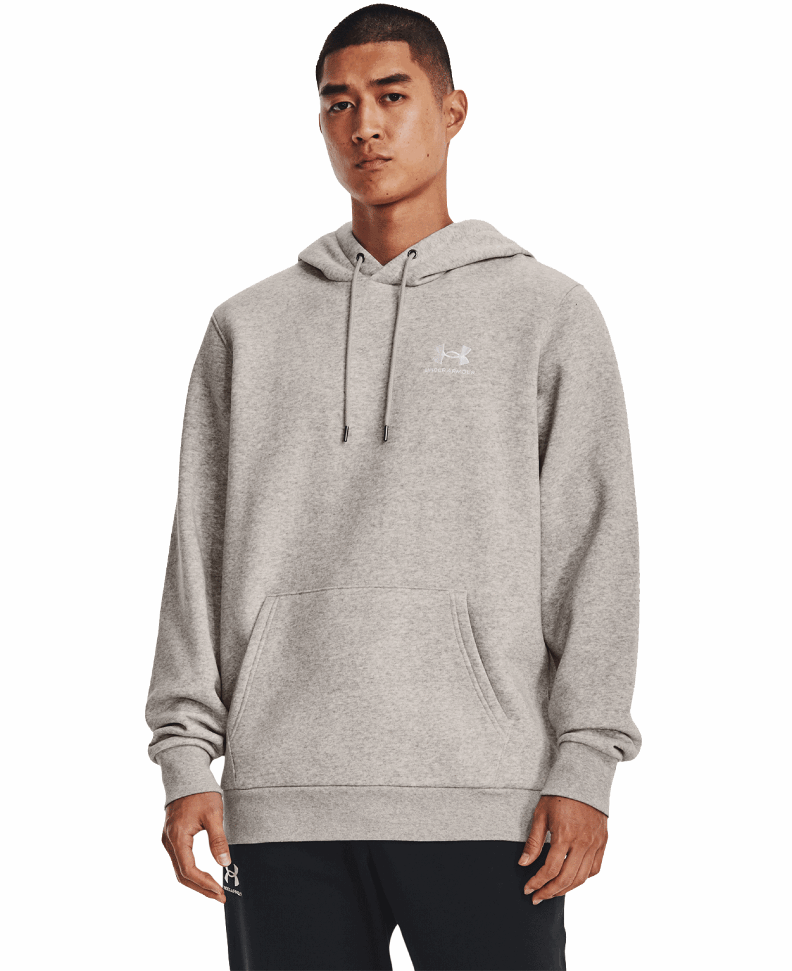 Essential Fleece Hoodie Ghost Gray Medium Heather/White