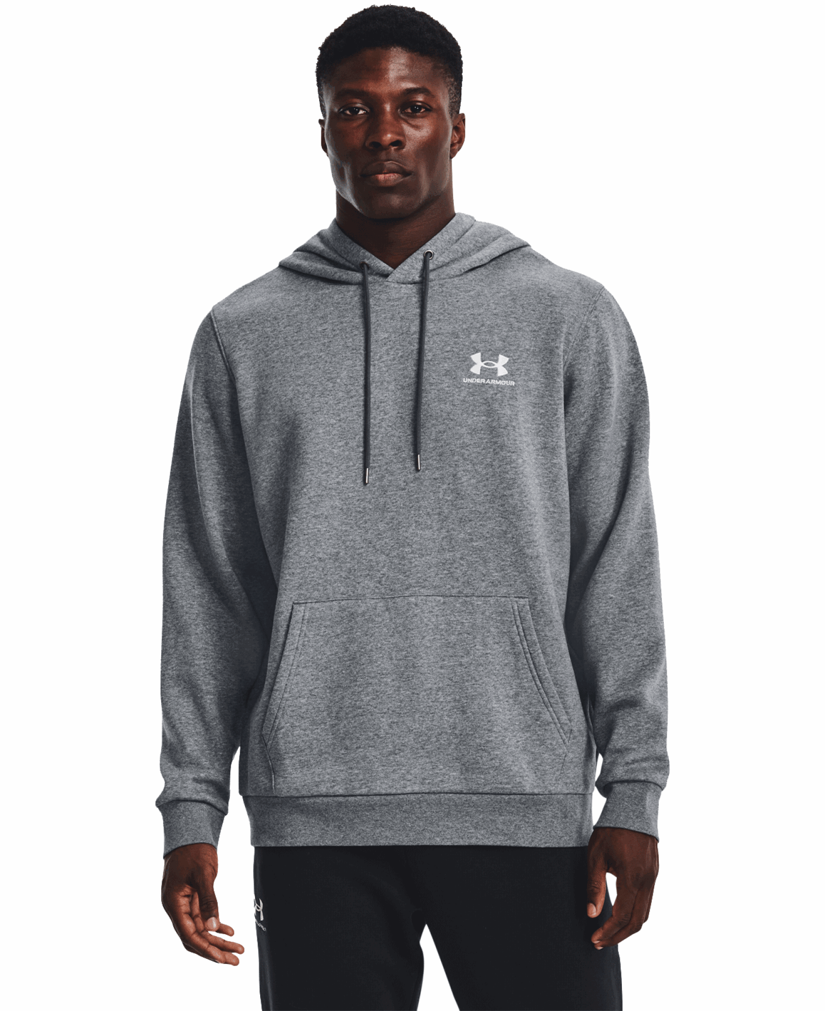 Essential Fleece Hoodie Pitch Gray Medium Heather/White