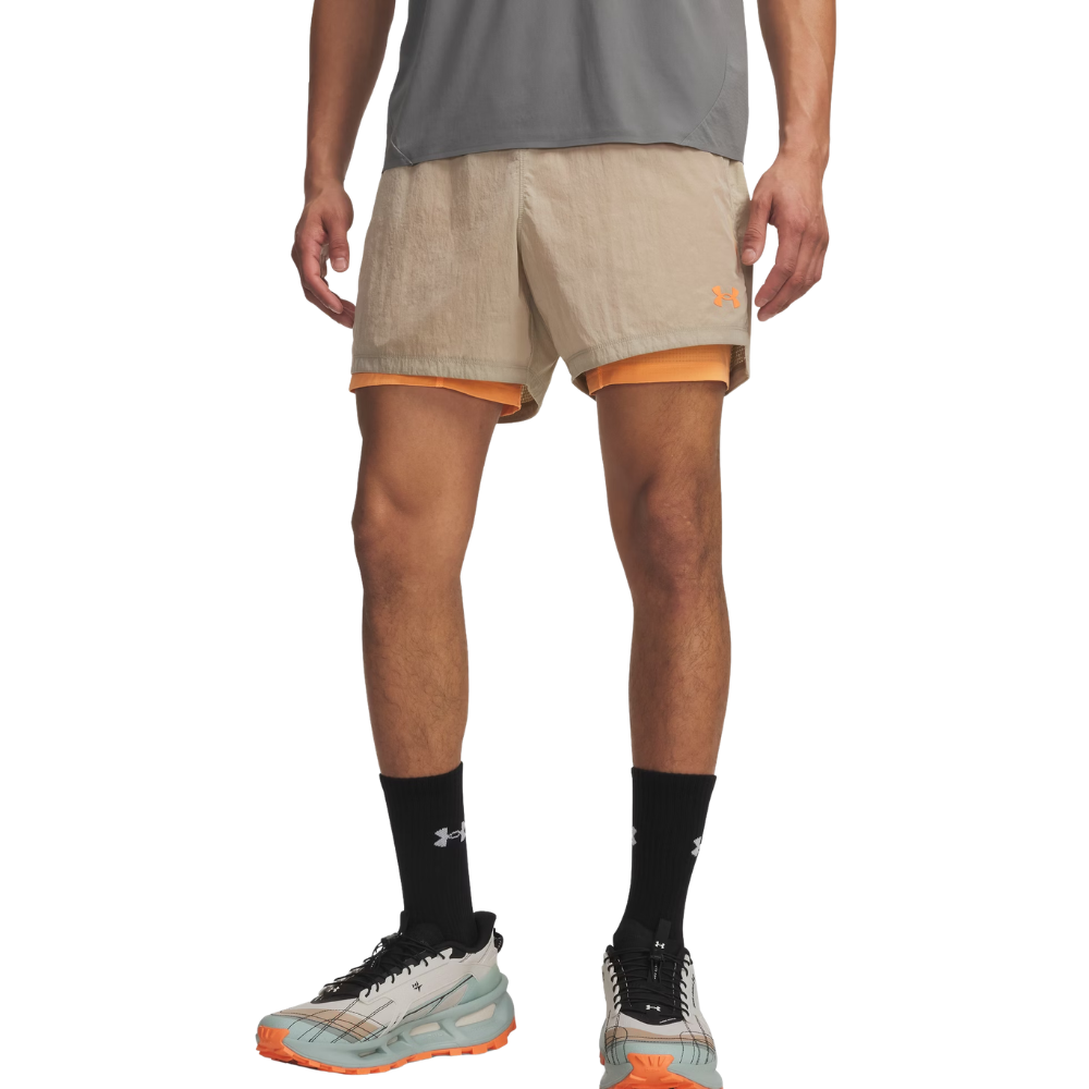 UA M's Trail Run 5' Lined Short City Khaki