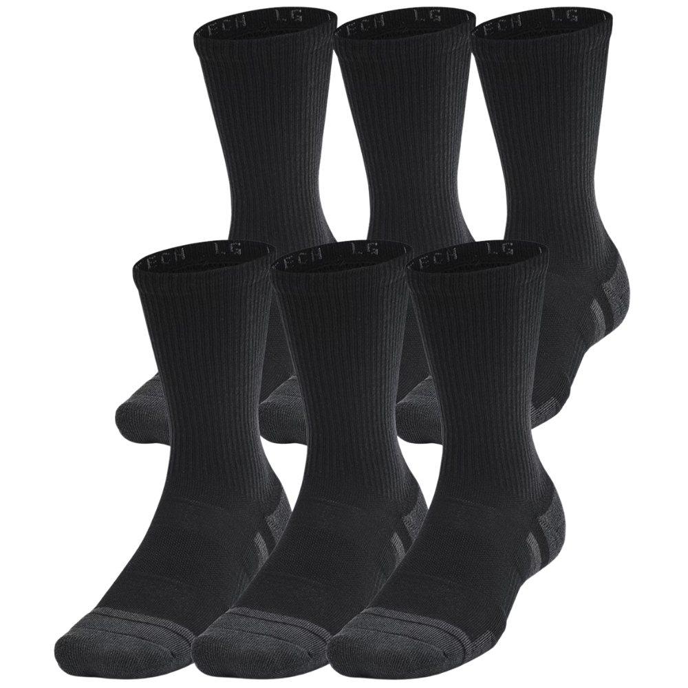 UA Performance Tech Crew Unisex 6-pack Black