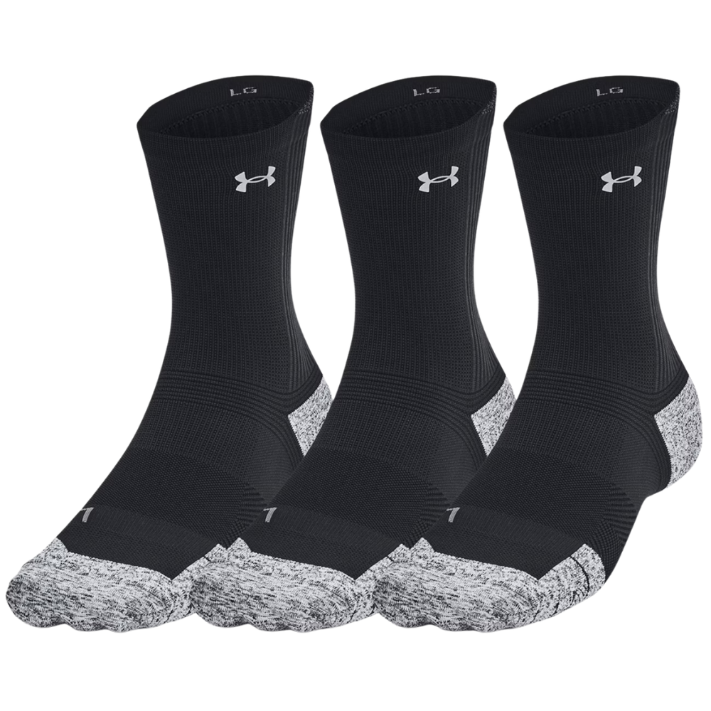 UA Velociti Run Cushion Unisex 3-pack Mid-Crew Socks Black