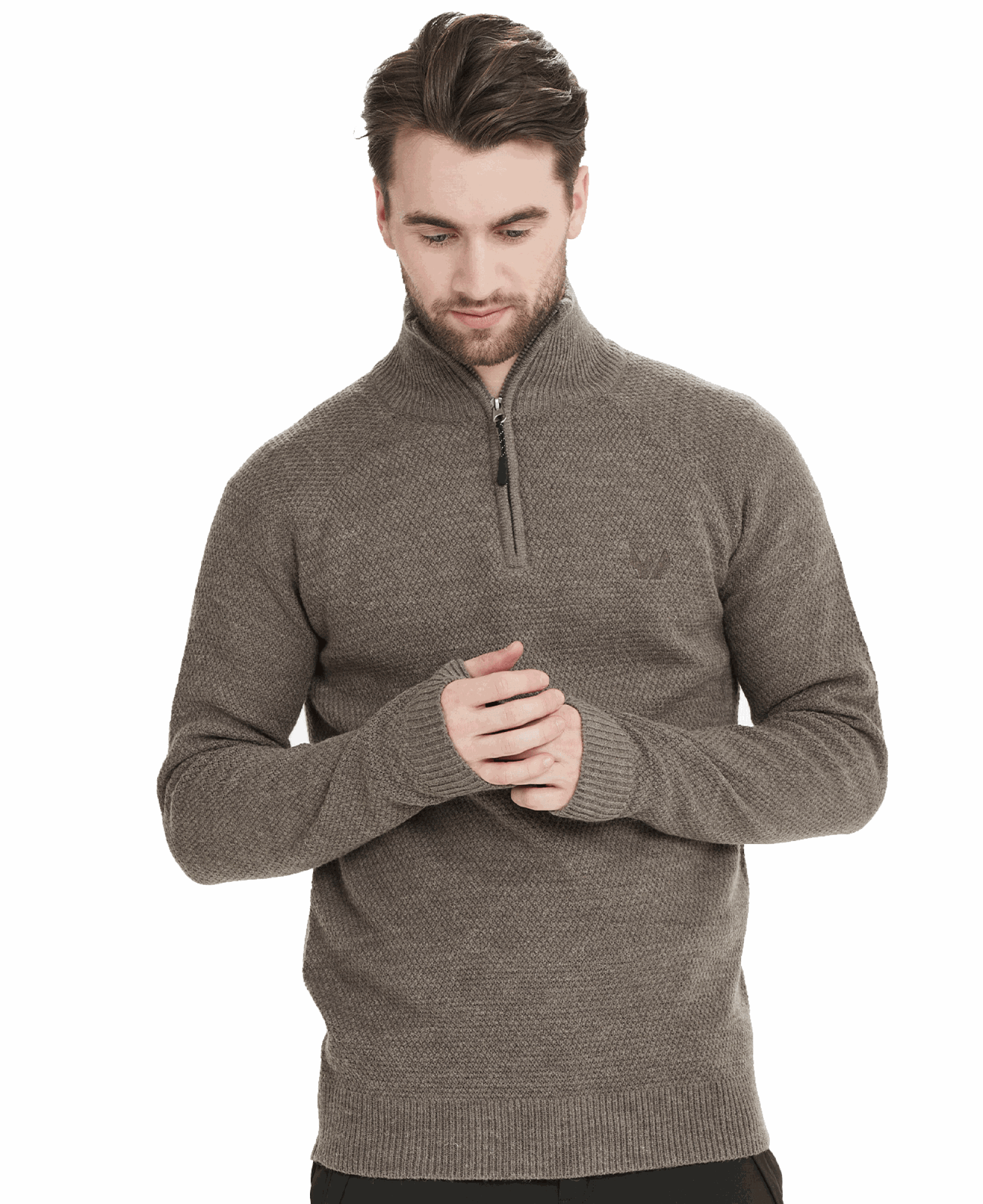 Santus M half Zip Knit Dark Grey Melange