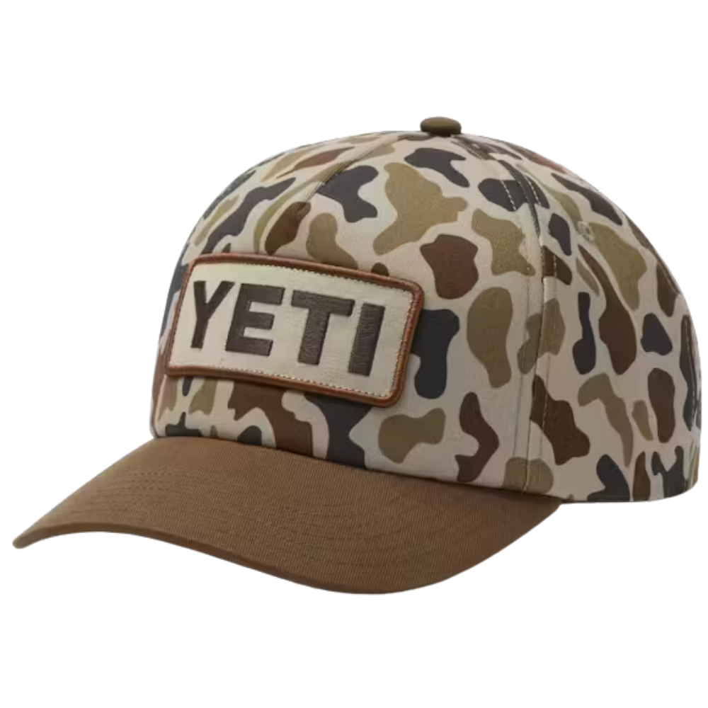 Logo Woven Flat Brim Snapback Hat Camo